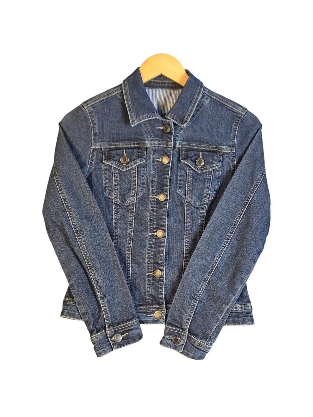 Parasuco Denim Jacket Women’s Small S/P Dark Wash Stretch Jean Coat